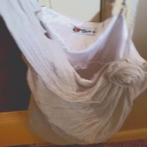 White chiffon style off the shoulder top